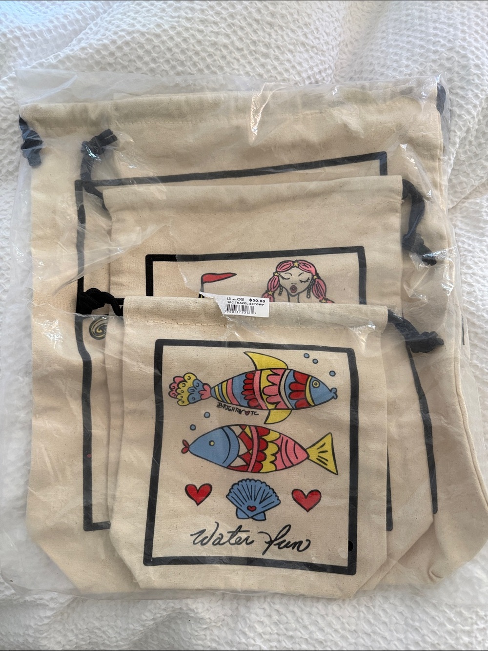 Brighton Canvas Drawstring Pouch Set of 3